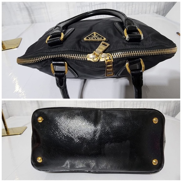 Authentic Prada Nylon and Saffiano Patent Leather Promenade Bag Black - Picture 9 of 13